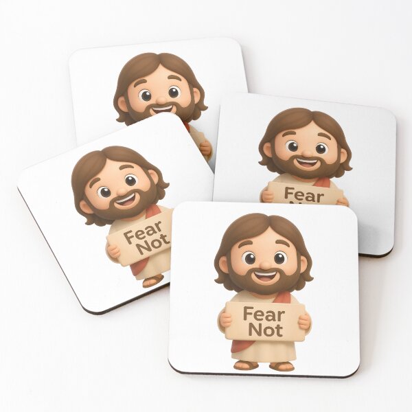 Item preview, 3D Cute Kawaii Jesus Holding "Fear Not" Sign – Christian Bible Verse - Isaiah 43:1  designed and sold by stylishdzign.