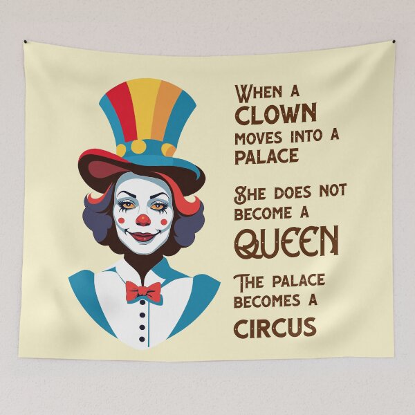 Item preview, Clown Woman in the Palace - Satirical Circus | Brown Font designed and sold by FocusChillax.