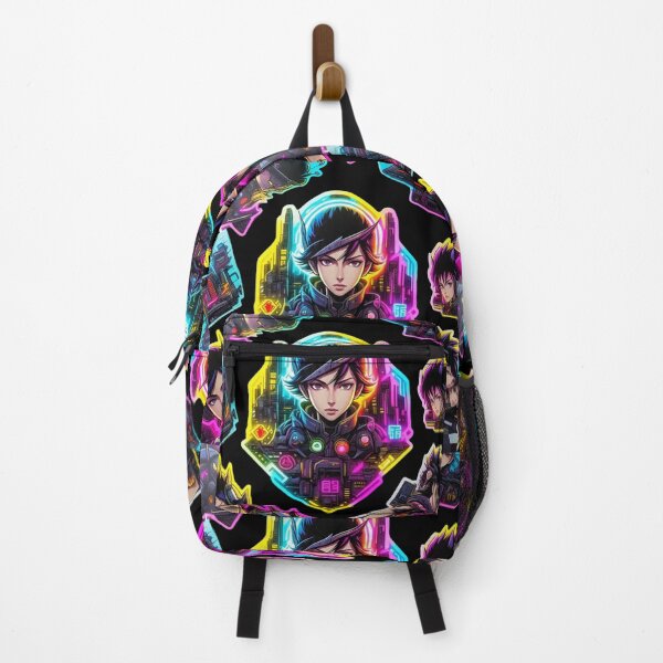 Item preview, Cyberpunk Warrior Anime – Neon Tech Sticker Art designed and sold by Digitaljes.