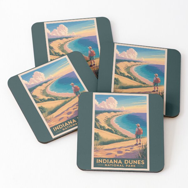 Item preview, Indiana Dunes National Park Hiker Travel Art Vintage designed and sold by KrisSidDesigns.