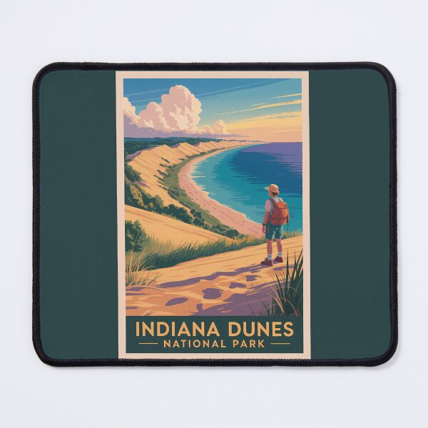 Item preview, Indiana Dunes National Park Hiker Travel Art Vintage designed and sold by KrisSidDesigns.