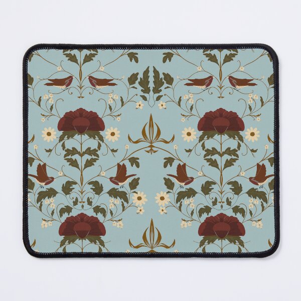 Item preview, Antique Inspired Floral Pattern – Robins and Wildflowers on Light Blue designed and sold by DanBosDesigns.