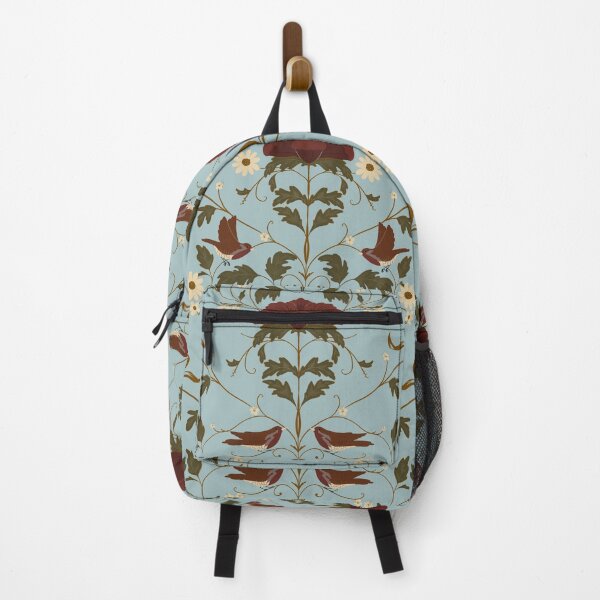 Item preview, Antique Inspired Floral Pattern – Robins and Wildflowers on Light Blue designed and sold by DanBosDesigns.
