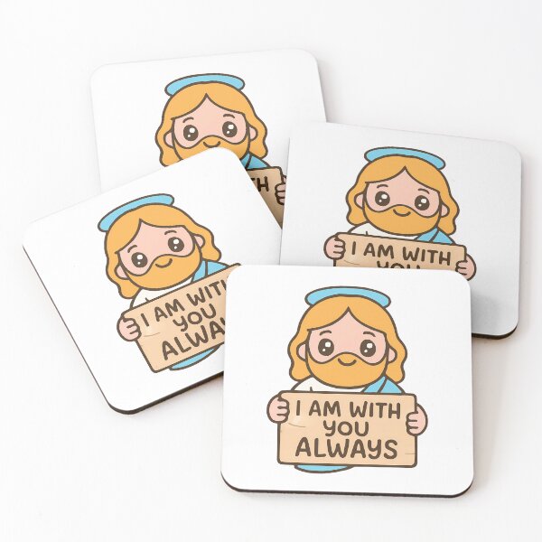 Item preview, Cute Kawaii Jesus Holding "I Am With You Always" Sign – Christian Bible Verse, Religious designed and sold by stylishdzign.