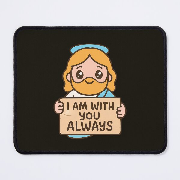 Item preview, Cute Kawaii Jesus Holding "I Am With You Always" Sign – Christian Bible Verse, Religious designed and sold by stylishdzign.