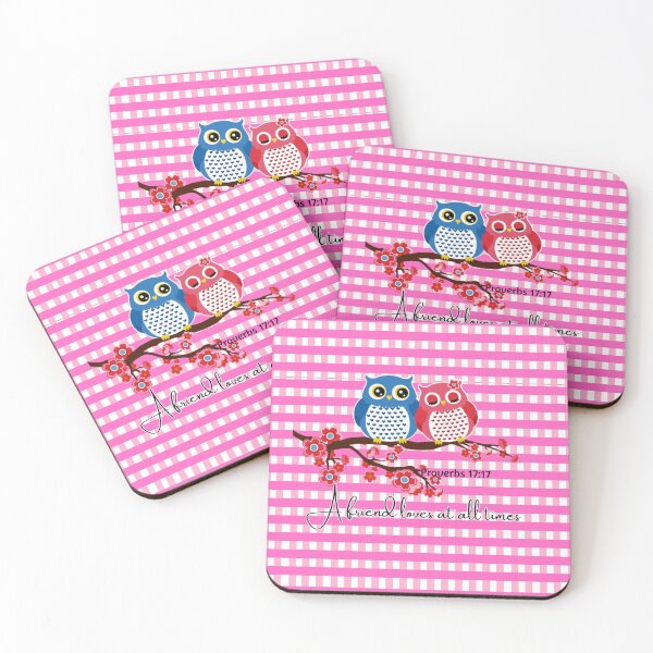 Item preview, Pink Gingham Owl Proverbs 17:17 - A friend loves at all times designed and sold by Dailywalker22.
