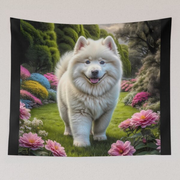Item preview, Austin Samoyed Puppy Portrait Painting designed and sold by Heart and Soul Studio.