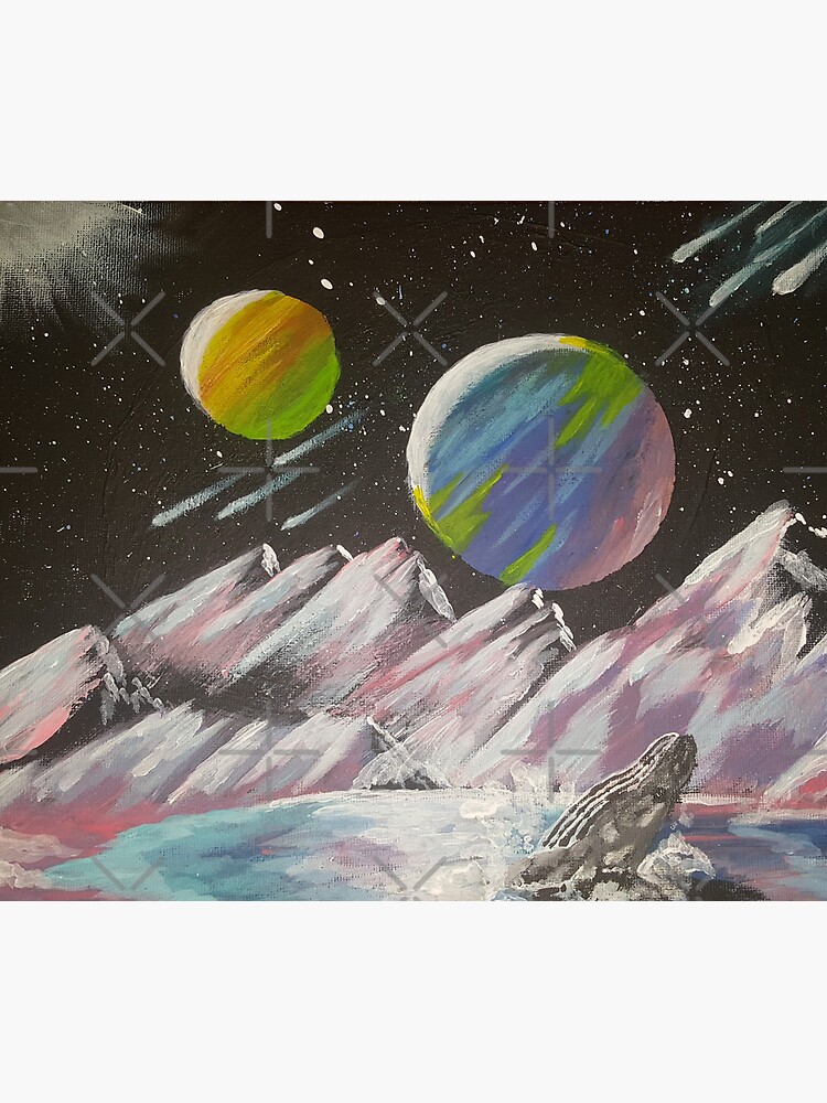 Thumbnail 5 of 5, Mouse Pad, "Galactic dream world" planets, mountains and whale designed and sold by NatyWhiteStar.