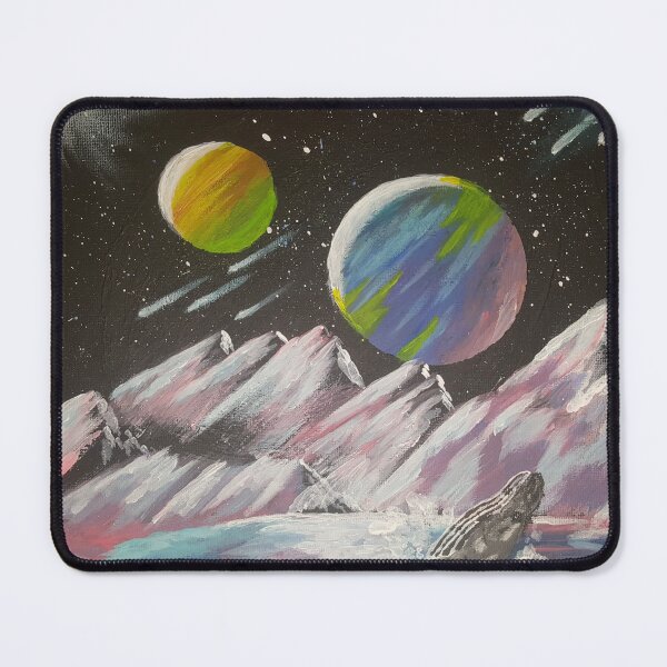 Item preview, "Galactic dream world" planets, mountains and whale designed and sold by NatyWhiteStar.