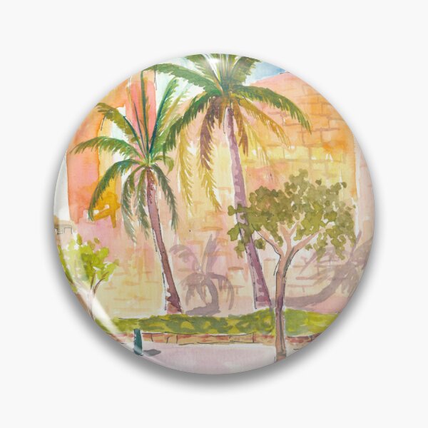 Item preview, Marbella Walls of the Castillo Mediterranean Scene with Palms designed and sold by artshop77.