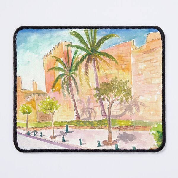 Item preview, Marbella Walls of the Castillo Mediterranean Scene with Palms designed and sold by artshop77.