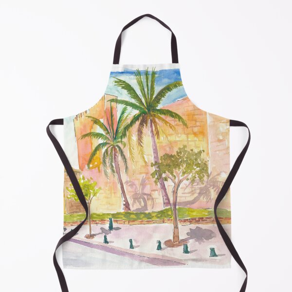 Item preview, Marbella Walls of the Castillo Mediterranean Scene with Palms designed and sold by artshop77.