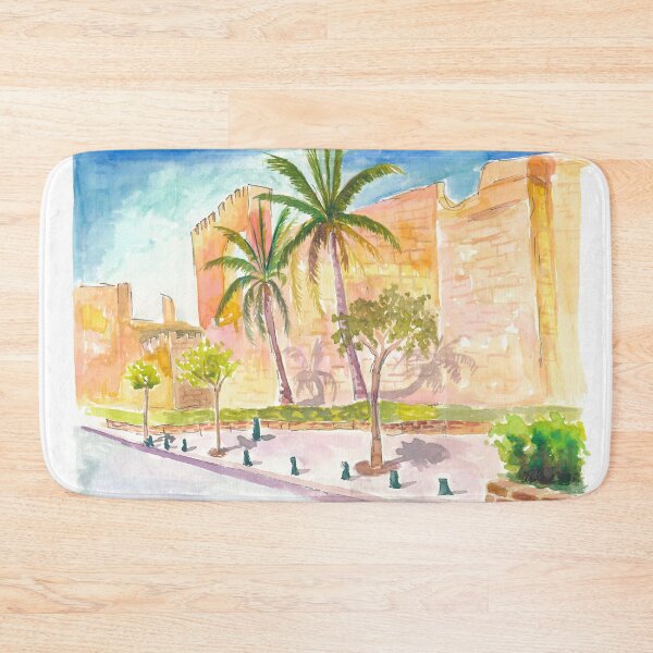 Item preview, Marbella Walls of the Castillo Mediterranean Scene with Palms designed and sold by artshop77.