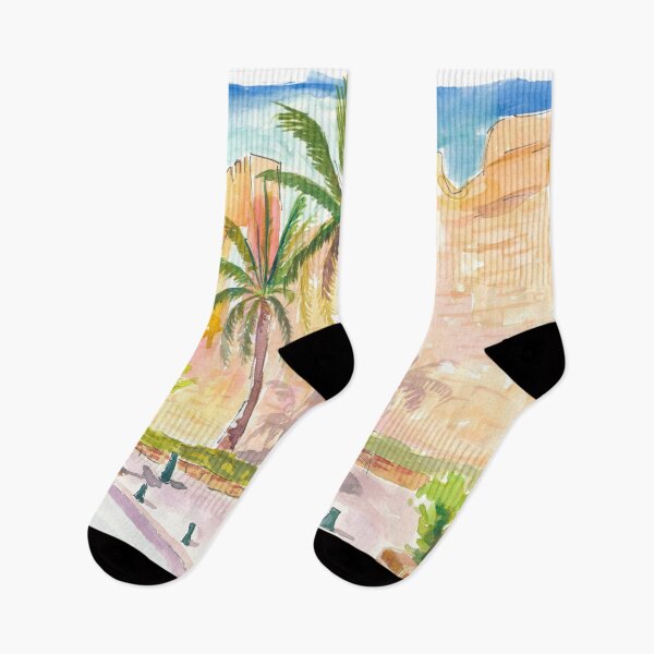 Item preview, Marbella Walls of the Castillo Mediterranean Scene with Palms designed and sold by artshop77.