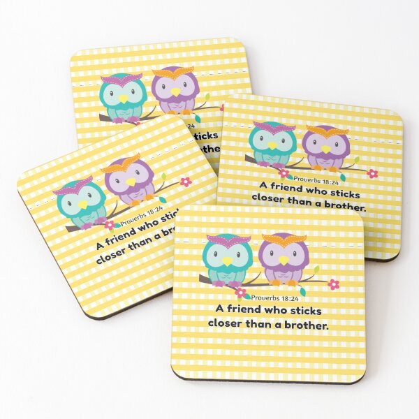 Item preview, Yellow Gingham Owl Proverbs 17:17 - A friend who sticks closer than a brother designed and sold by Dailywalker22.