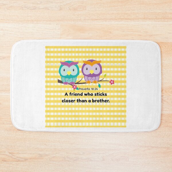 Item preview, Yellow Gingham Owl Proverbs 17:17 - A friend who sticks closer than a brother designed and sold by Dailywalker22.