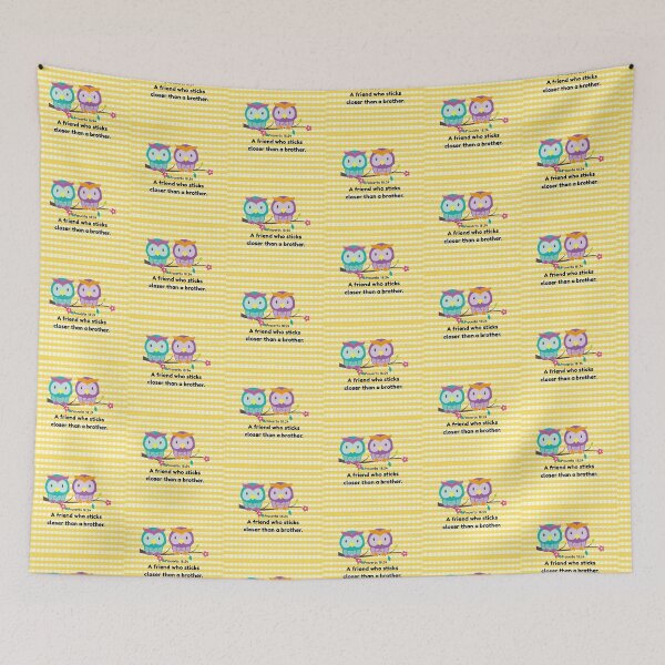 Item preview, Yellow Gingham Owl Proverbs 17:17 - A friend who sticks closer than a brother designed and sold by Dailywalker22.