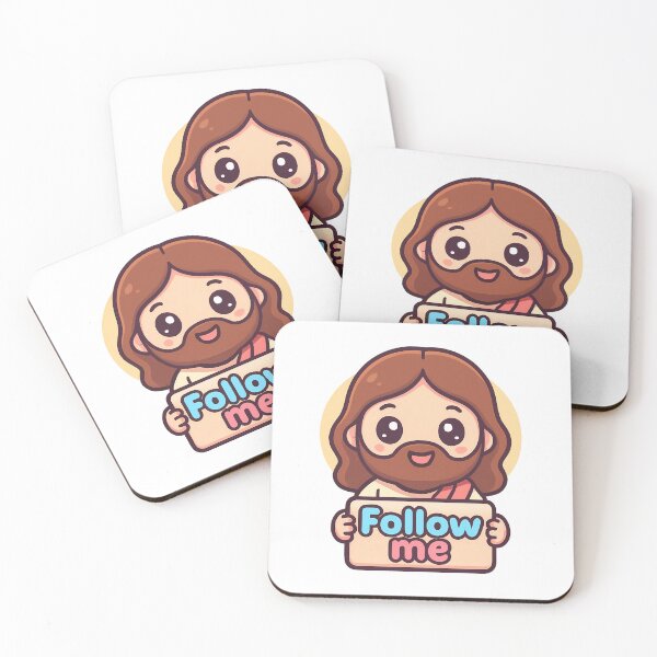 Item preview, Cute Kawaii Jesus Holding "Follow Me" Sign – Christian Bible Verse, Religious designed and sold by stylishdzign.