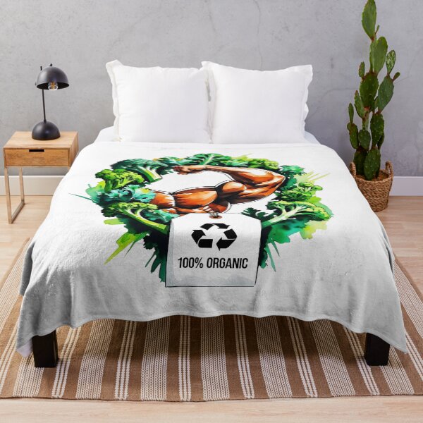Item preview, Muscular arm surrounded by fresh broccoli in an organic theme promoting healthy eating and fitness designed and sold by Ms. Iryna.