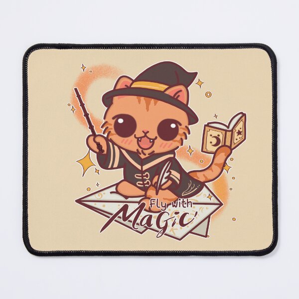 Item preview, Fly with Magic – Kind Wizard Cat on Paper Glider designed and sold by BGMeYou.