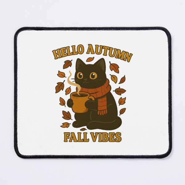 Item preview, Black Cat & Cocoa Dreams – Autumn Whiskers and Falling Leaves designed and sold by inkNext.