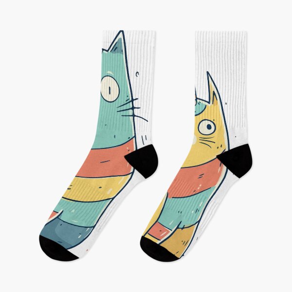 Item preview, Whimsical Cat Duo – Funny Cartoon Cats with Stripes and Unicorn Horn designed and sold by Moss and Moon Studio.