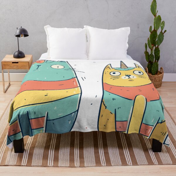 Item preview, Whimsical Cat Duo – Funny Cartoon Cats with Stripes and Unicorn Horn designed and sold by Moss and Moon Studio.