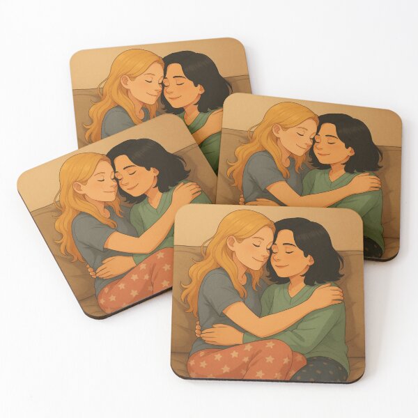 Item preview, Warm Sapphic Hug – Cozy Cartoon Couple Illustration designed and sold by The Sandy Design Store.