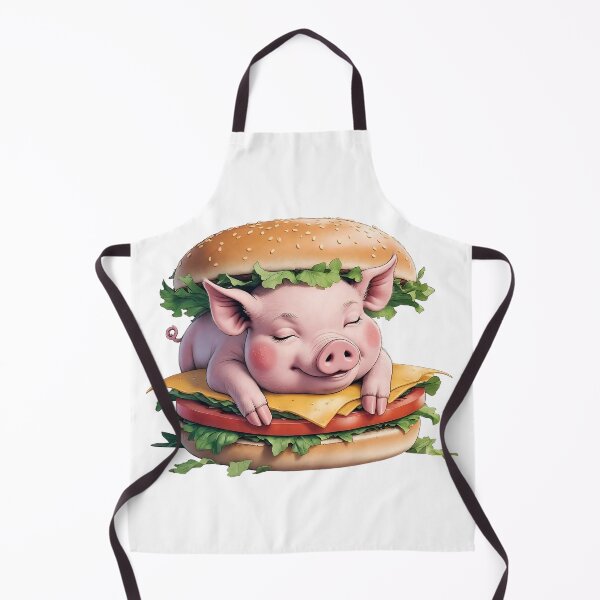 Item preview, Creative art depicting a cute cartoon pig resting on a burger with fresh vegetables and cheese in a whimsical style designed and sold by Ms. Iryna.