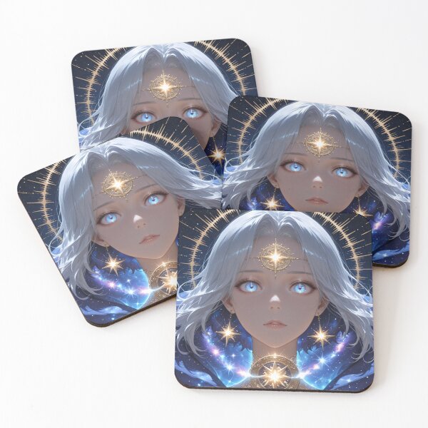 Item preview, Cosmic Seer of the Stars – Surreal Anime Fantasy Character Art designed and sold by Xynith.