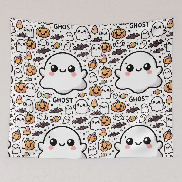 Item preview, Halloween Ghost Boo & Spooky Pumpkin – Cute Kawaii Ghost  designed and sold by Kawaii Nest.