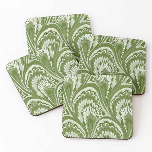 Item preview, Marbling Peacock Ebru Monochrome Dill Green designed and sold by miavaldez.
