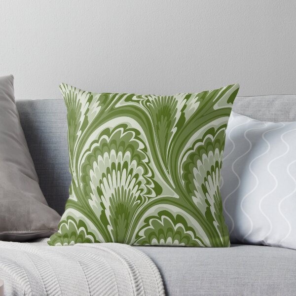 Item preview, Marbling Peacock Ebru Monochrome Dill Green designed and sold by miavaldez.