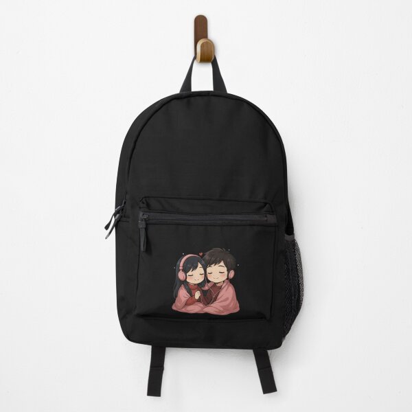 Item preview, Chibi Couple Sharing Headphones – Romantic Snowy Valentine Anime Art designed and sold by ColorSplash123.
