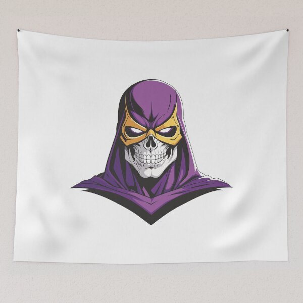 Item preview, the muscular skull superhero purple designed and sold by samandale.