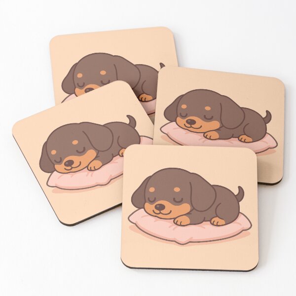 Item preview, Kawaii Dachshund – Cute Dreaming Dachshund on Pillow designed and sold by MezkalArts.