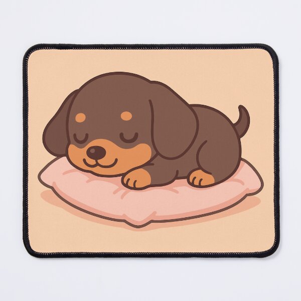 Item preview, Kawaii Dachshund – Cute Dreaming Dachshund on Pillow designed and sold by MezkalArts.