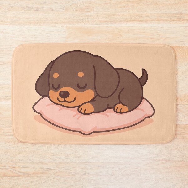 Item preview, Kawaii Dachshund – Cute Dreaming Dachshund on Pillow designed and sold by MezkalArts.