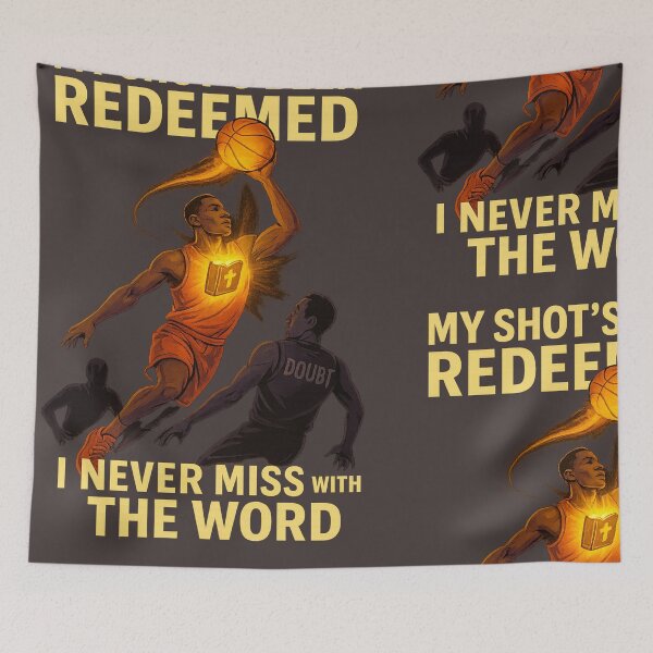 Item preview, “Dunk on Doubt – Redeemed by the Word | Christian Basketball Art” designed and sold by FaithDripStudio.