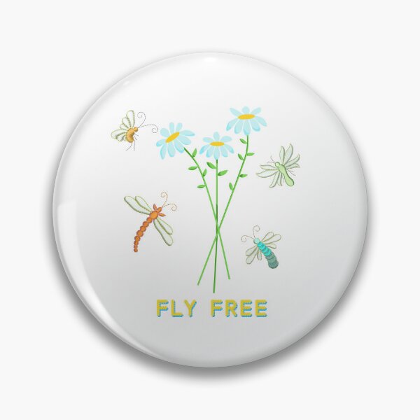 Item preview, FLY FREE Text with Daisy Flowers and Insects designed and sold by TikkiMakes.