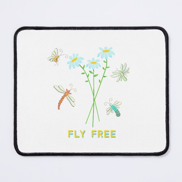 Item preview, FLY FREE Text with Daisy Flowers and Insects designed and sold by TikkiMakes.