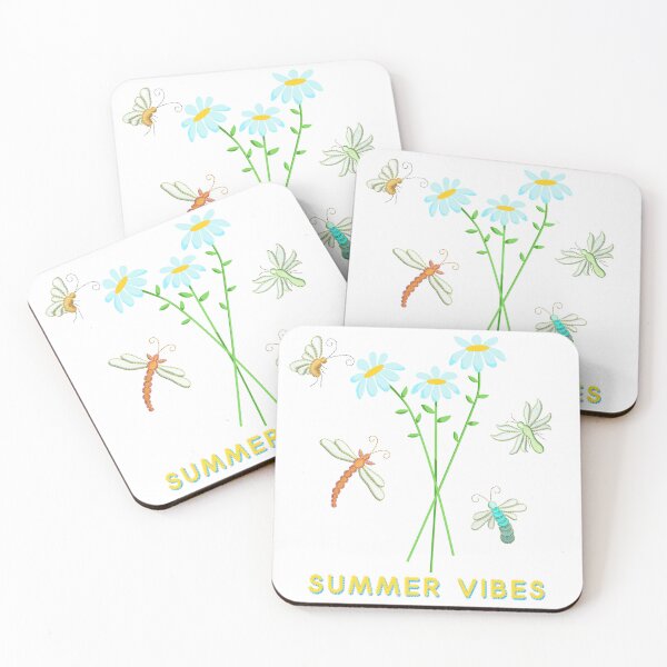 Item preview, SUMMER VIBES Text with Daisy Flowers and Insects designed and sold by TikkiMakes.