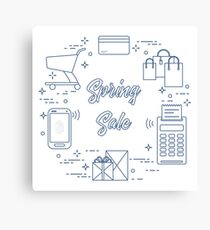Spring sale. Shopping icons. Canvas Print