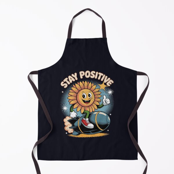 Item preview, STAY POSITIVE – RETRO SUNFLOWER CHEERFULLY RIDING A BOMB designed and sold by Wander X Design.