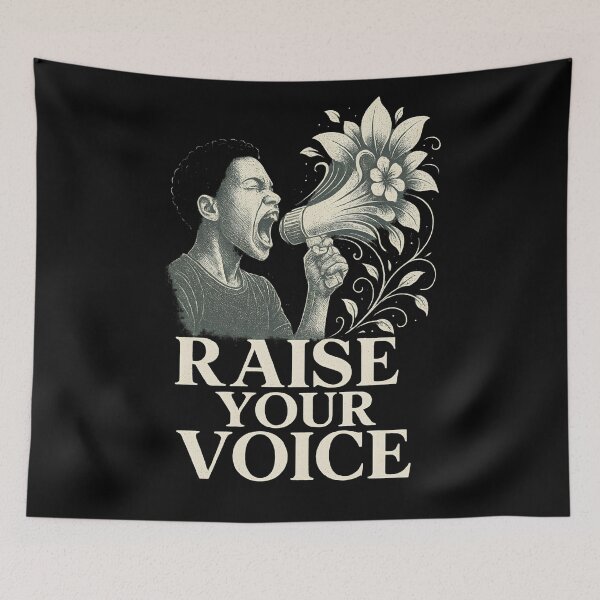 Item preview, Wellbeing Empowerment Megaphone Floral Art Illustration designed and sold by Shoot-The-Moon.