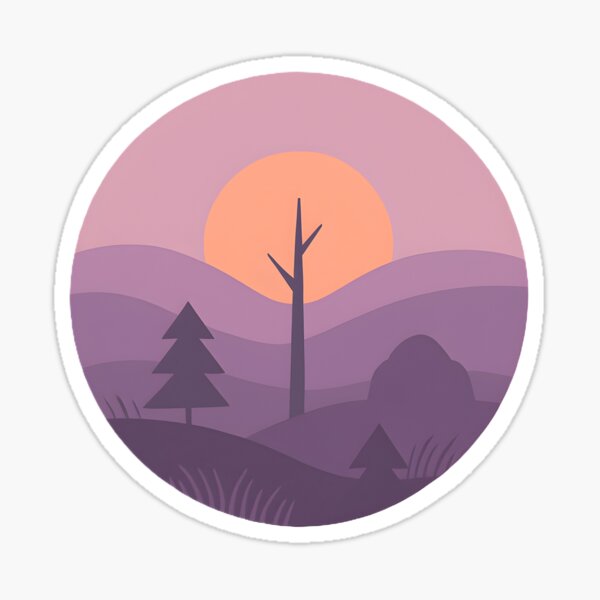 Item preview, Sunset over hills with trees and silence. designed and sold by Luna-Stitch.