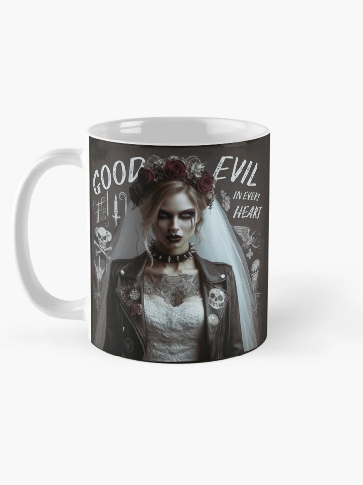 Thumbnail 5 of 6, Coffee Mug, Gothic Bride Rocker Jacket designed and sold by Voodoo Store Paranormal Collections.