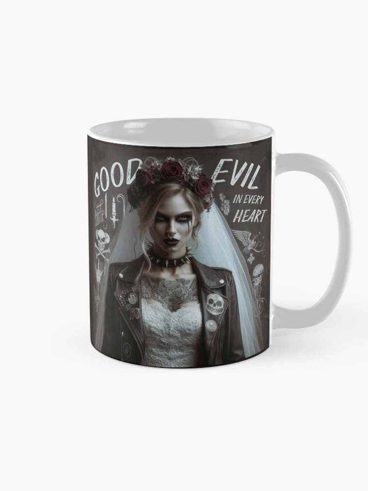 Thumbnail 3 of 6, Coffee Mug, Gothic Bride Rocker Jacket designed and sold by Voodoo Store Paranormal Collections.