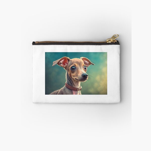 Item preview, Funny adorable portrait headshot of cute doggy. Italian Greyhound dog breed puppy, standing facing front designed and sold by elkuni.