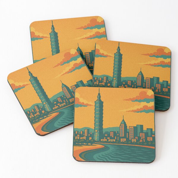 Item preview, Colorful Taipei Travel Art | Retro Pop Art City Poster | Vintage Skyline Illustration | Taiwan Wall Decor | Modern Cityscape Print designed and sold by PaintedPixels01.